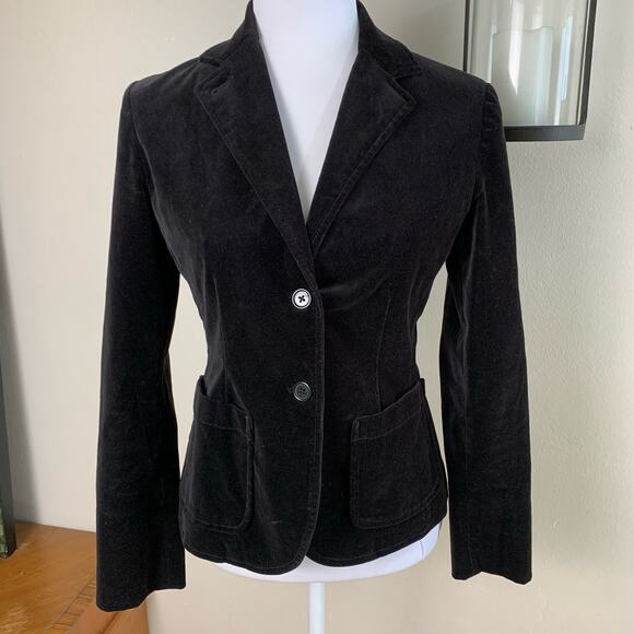 Gap Size 2 Women's Velvet Two Button Blazer jacket Black Career Work Holiday - Picture 3 of 13